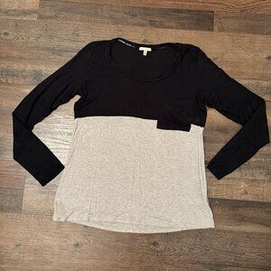 Bordeaux Lightweight Black/Heather Long-Sleeve Pocket Tee Size M